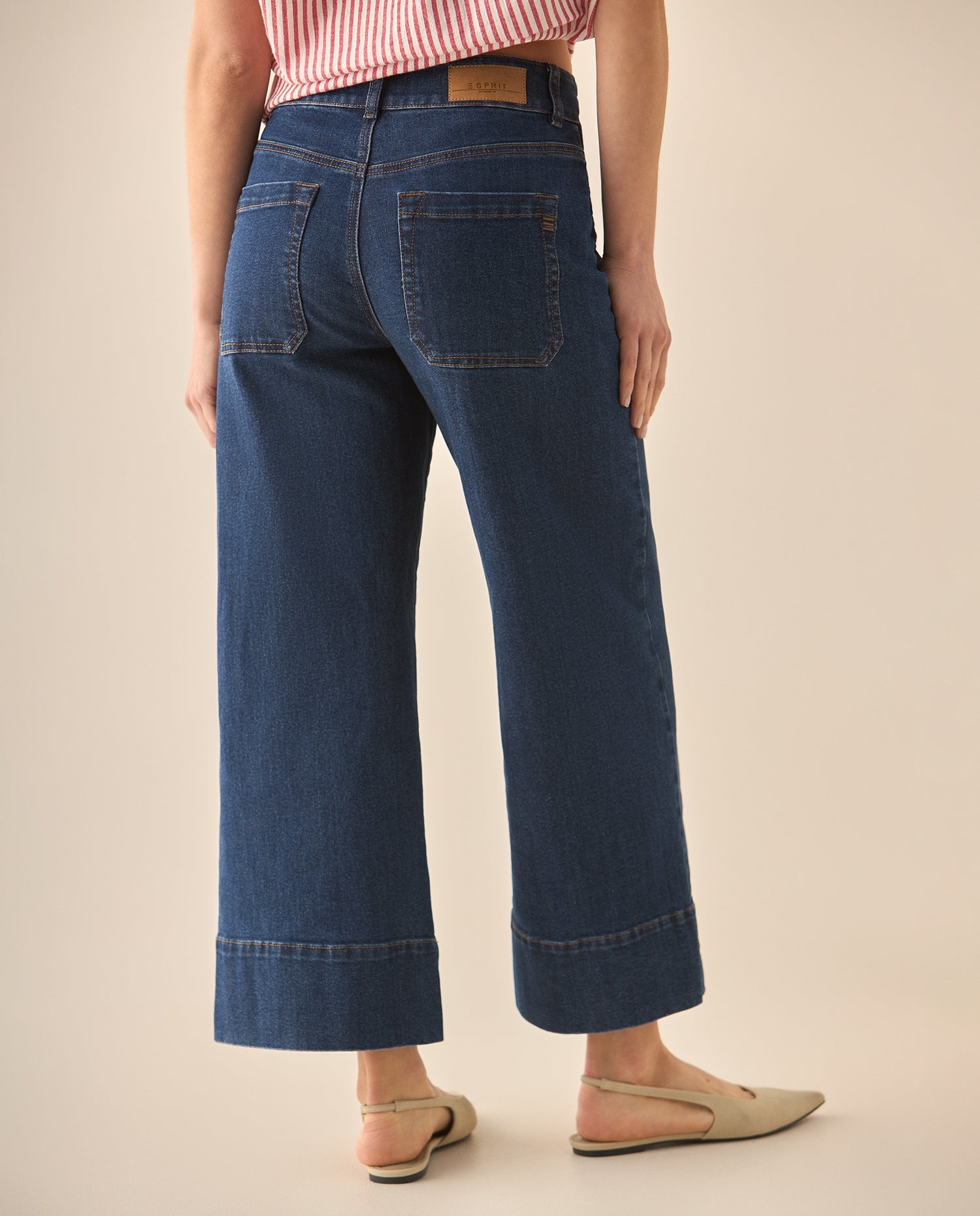 Jean Wide Leg cropped para mujer - Azul