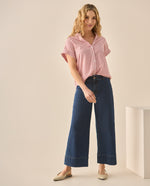 Jean Wide Leg cropped para mujer - Azul