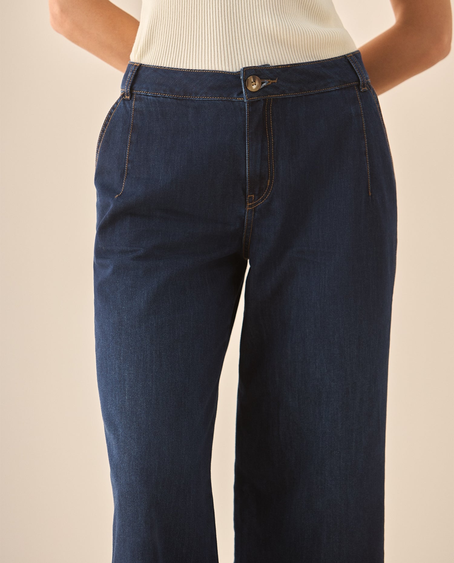 Jean Wide Leg tono oscuro para mujer   - Azul