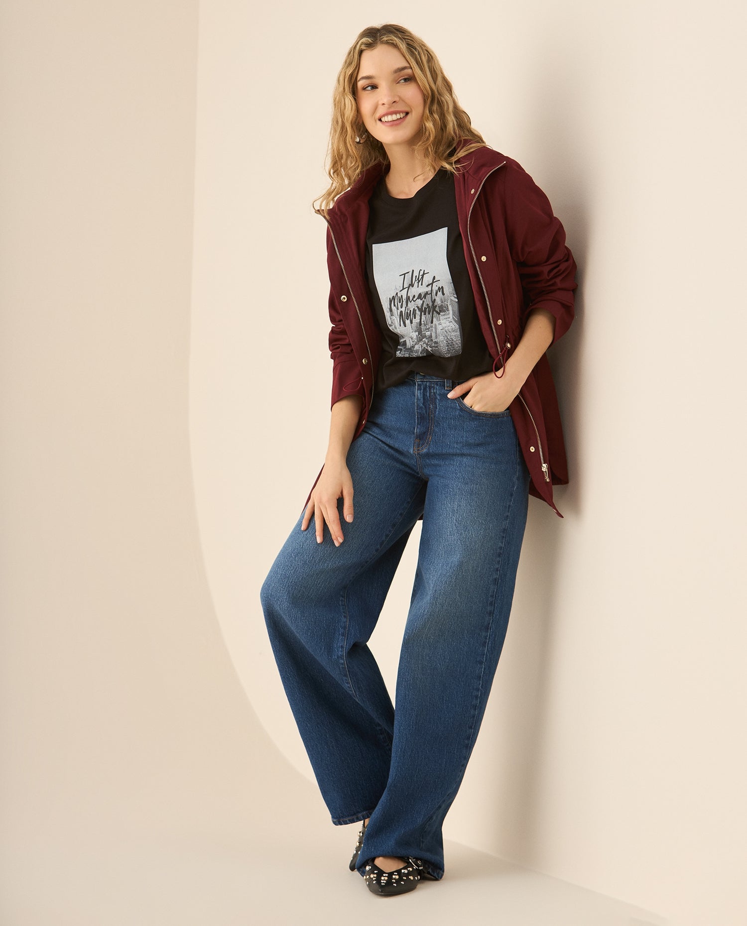 Jean Wide Leg bota recta para mujer - Azul