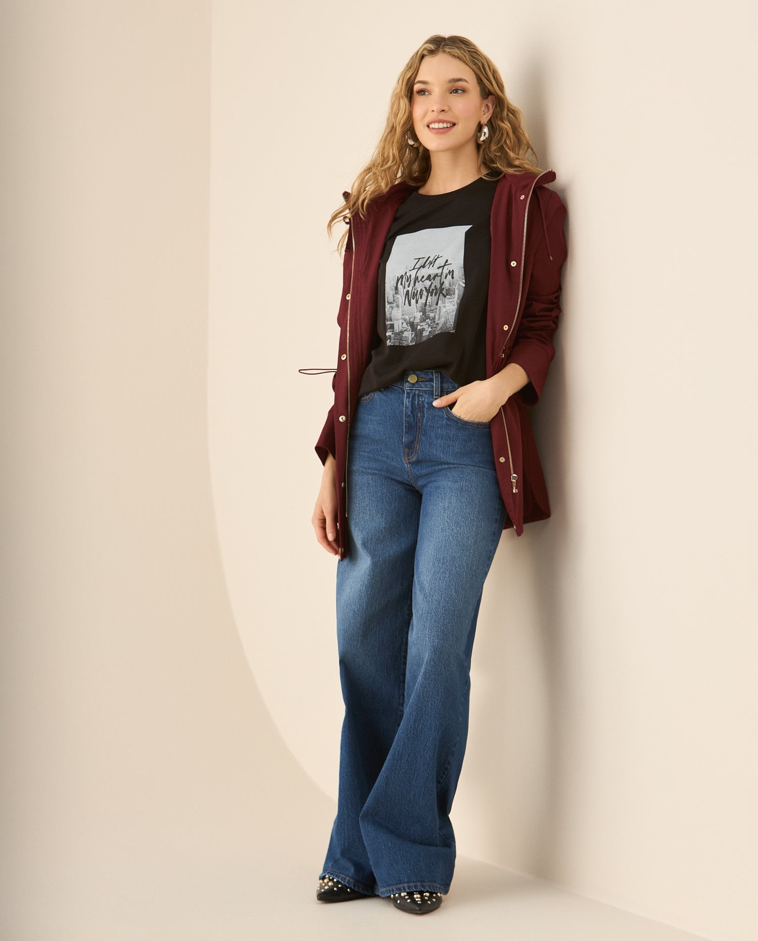 Jean Wide Leg bota recta para mujer - Azul