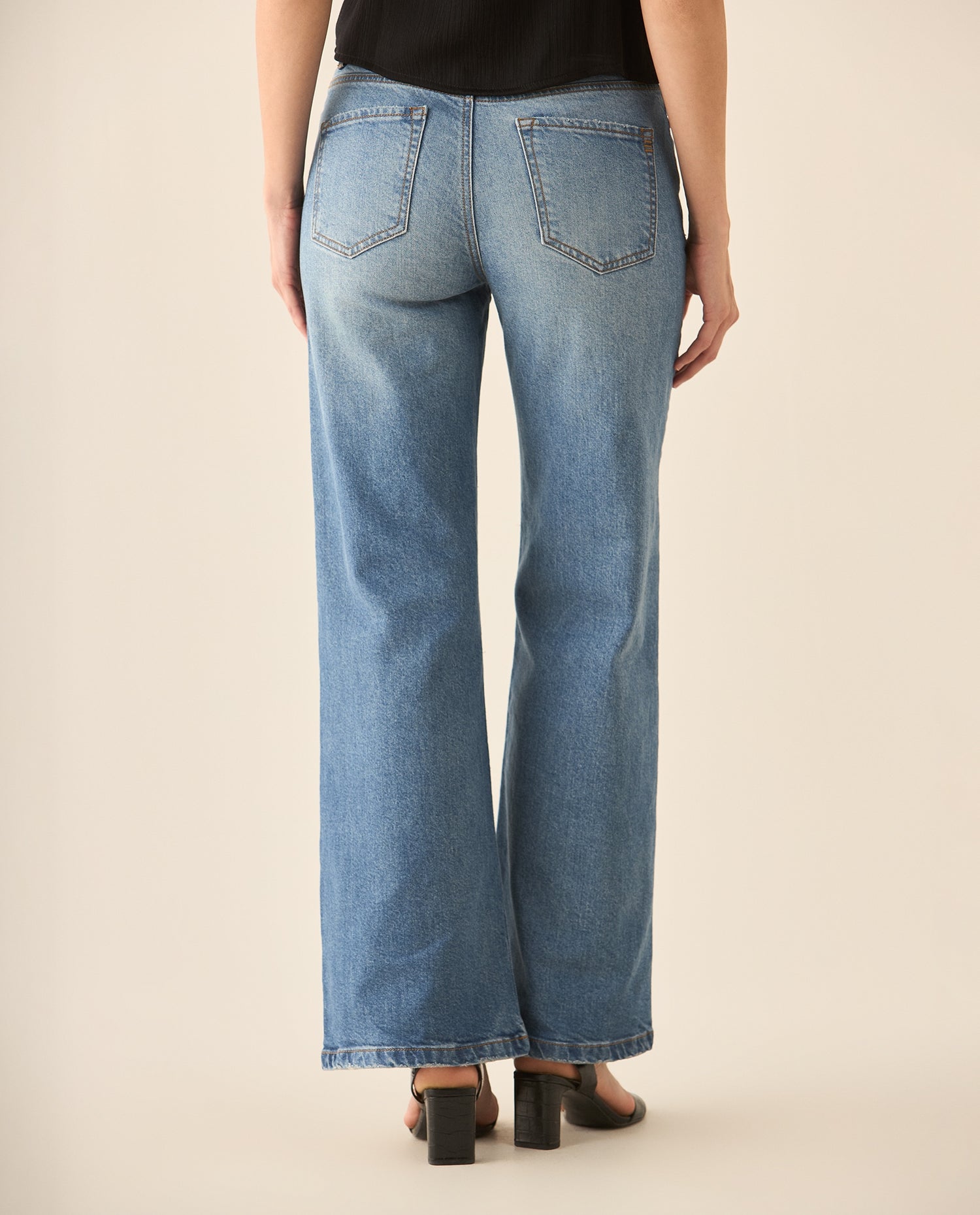 Jean Wide Leg cinco bolsillos para mujer - Azul