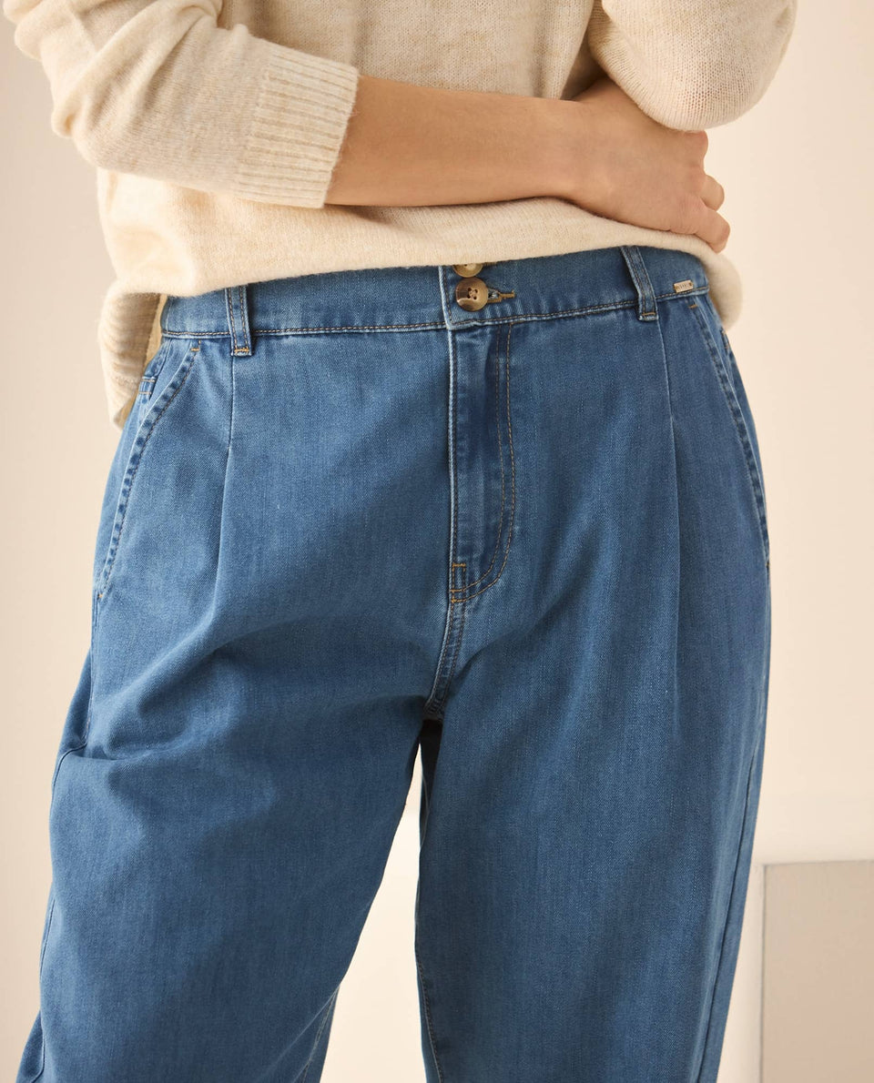 Jean tono medio con pretina lisa para mujer  - Azul 34_673G020_AZU193933_4