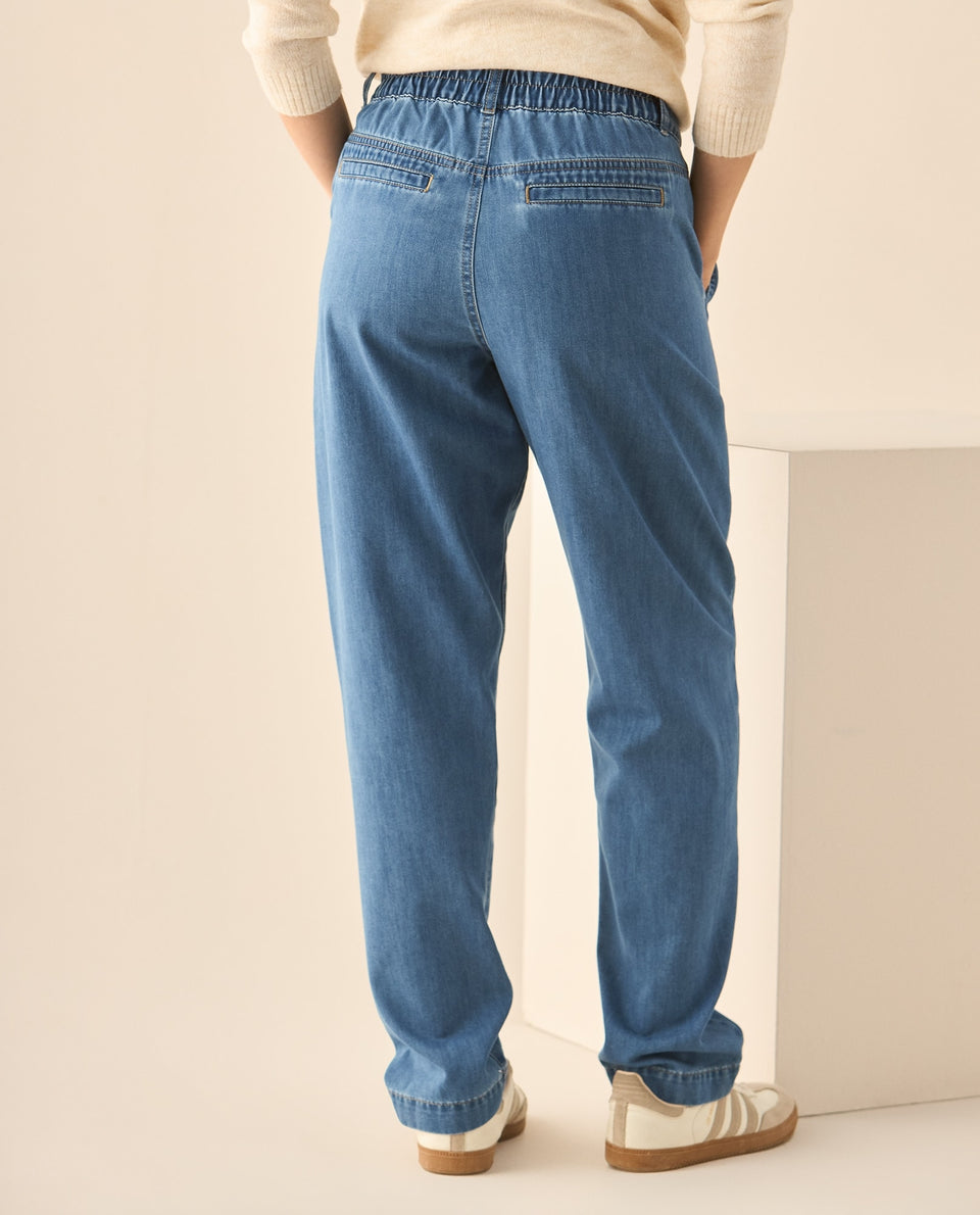 Jean tono medio con pretina lisa para mujer  - Azul 34_673G020_AZU193933_5