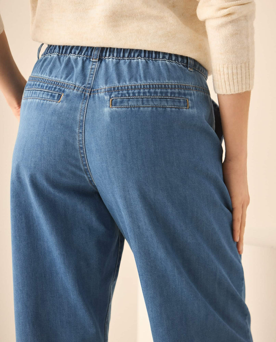 Jean tono medio con pretina lisa para mujer  - Azul 34_673G020_AZU193933_6