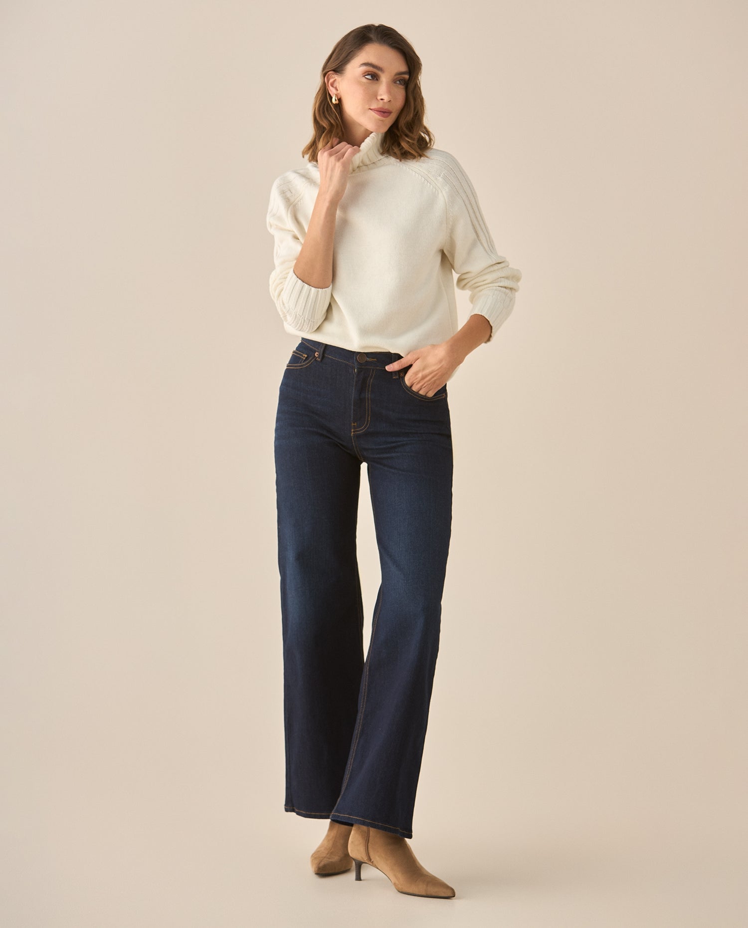 Jean Wide Leg tono medio para mujer - Azul