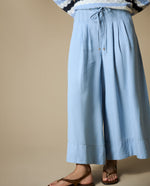 Jean Wide Leg Tobillero Lyocell - Azul