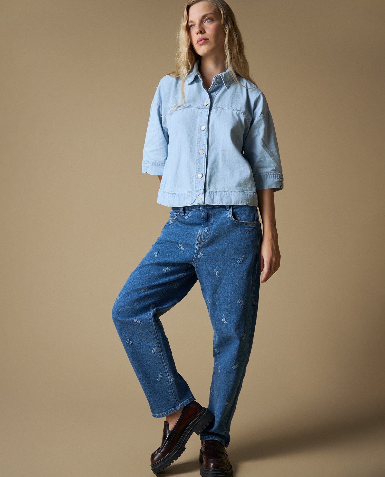 Jean Straight Rotos Azul - Azul