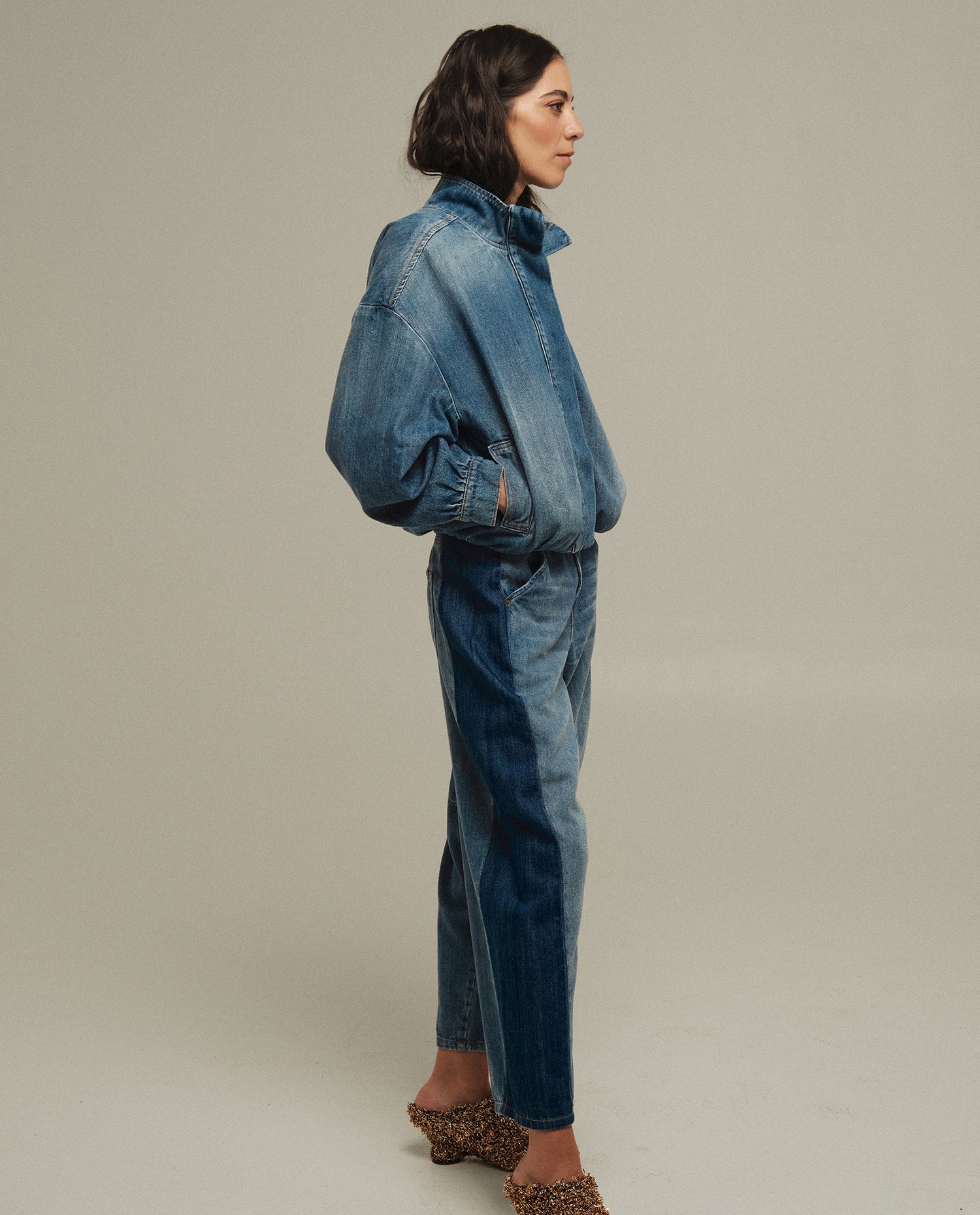 Jean Wide Leg Crop Esprit - Azul