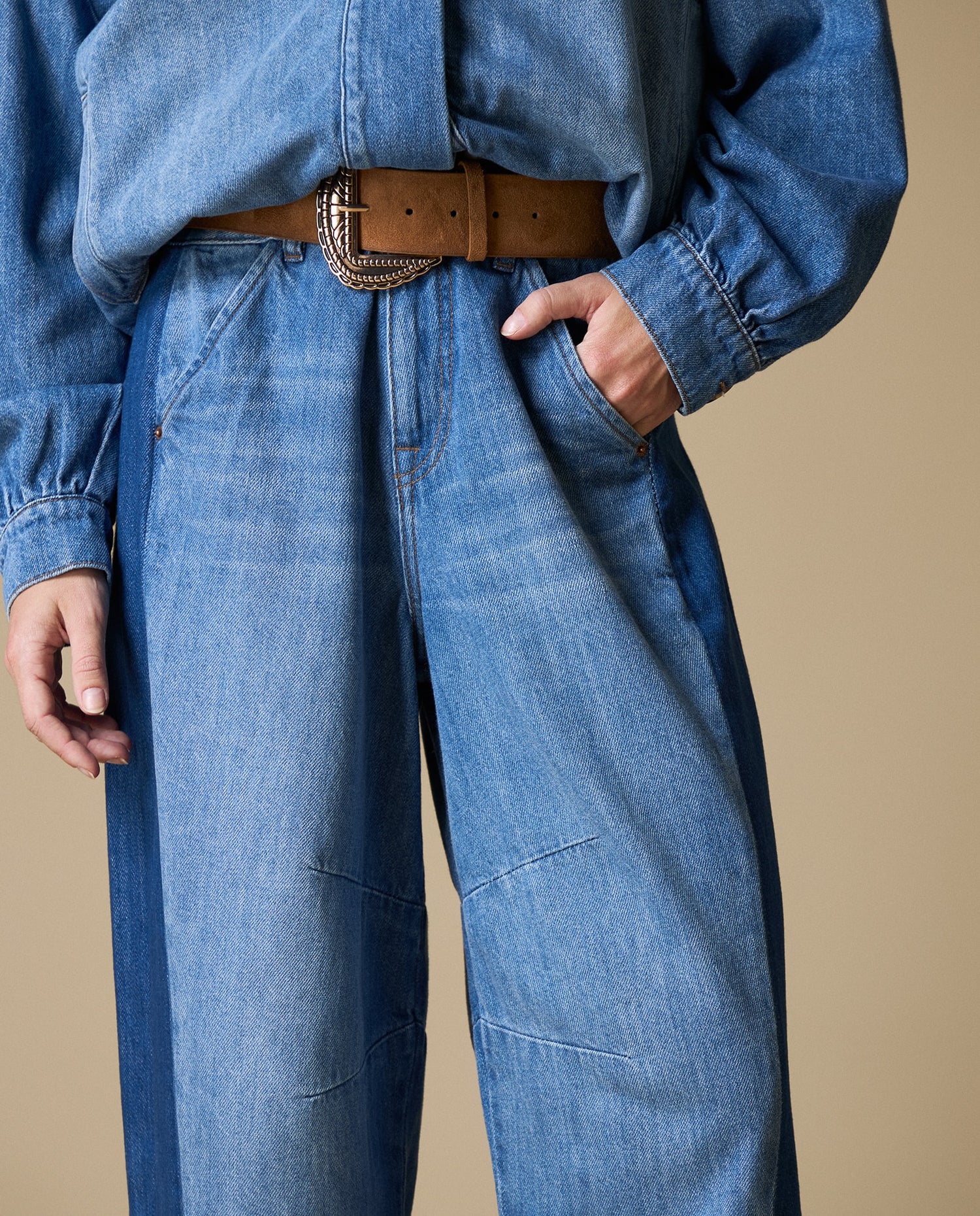 Jean Wide Leg Crop Esprit - Azul