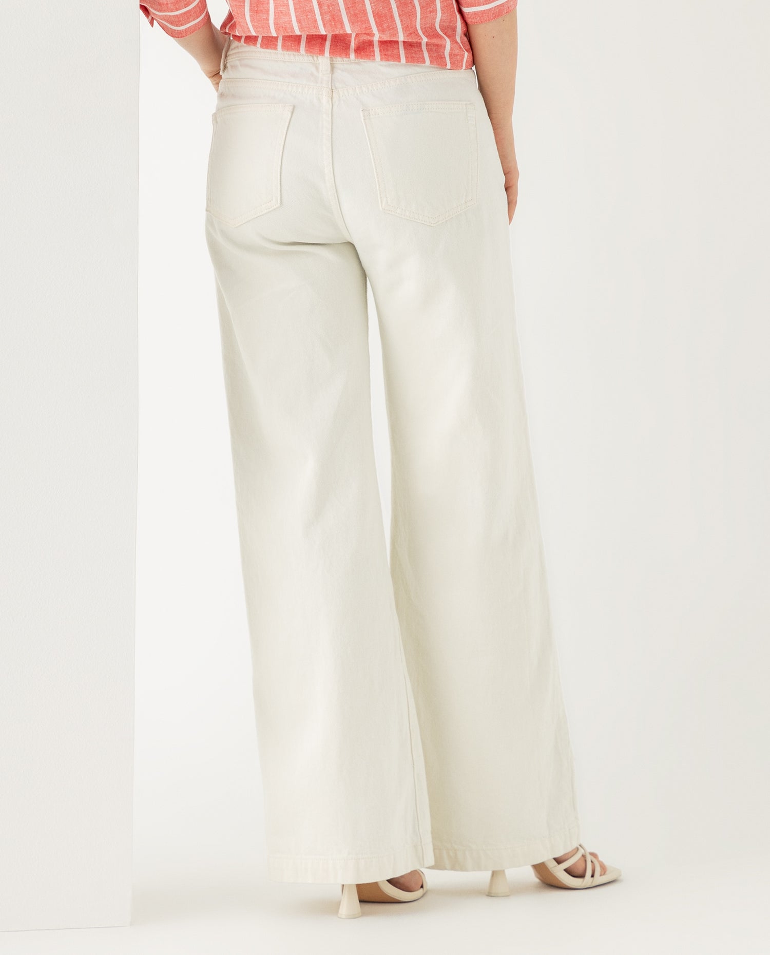 Jean Wide leg tono claro para mujer - Crudo