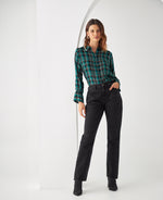 Jean Straight efecto vintage para mujer - Negro