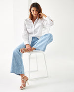 Jean Wide Leg con estampado láser para mujer - Azul