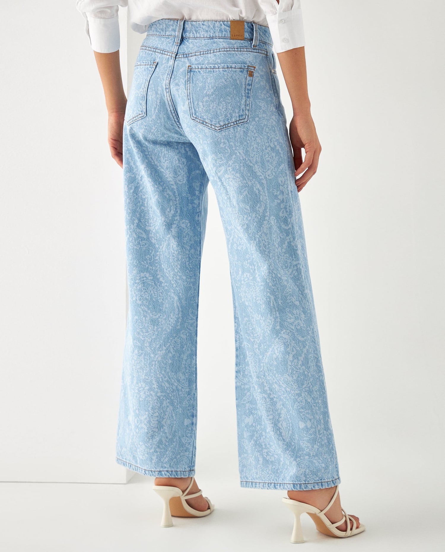 Jean Wide Leg con estampado láser para mujer - Azul