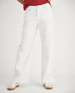 Jean Wide Leg con apliques para mujer - Crudo