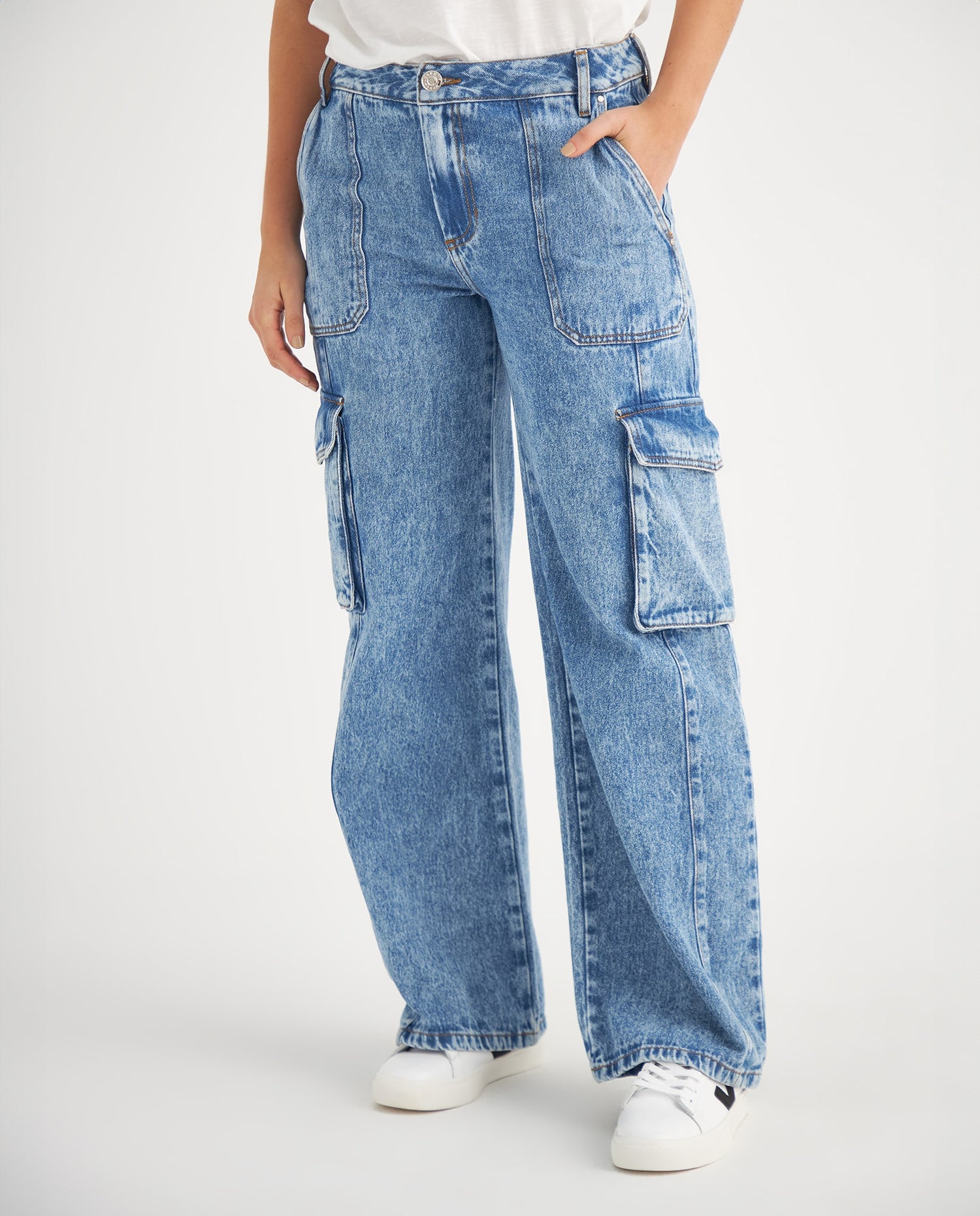 Jean tipo cargo para mujer - Azul