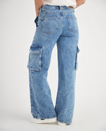 Jean tipo cargo para mujer - Azul