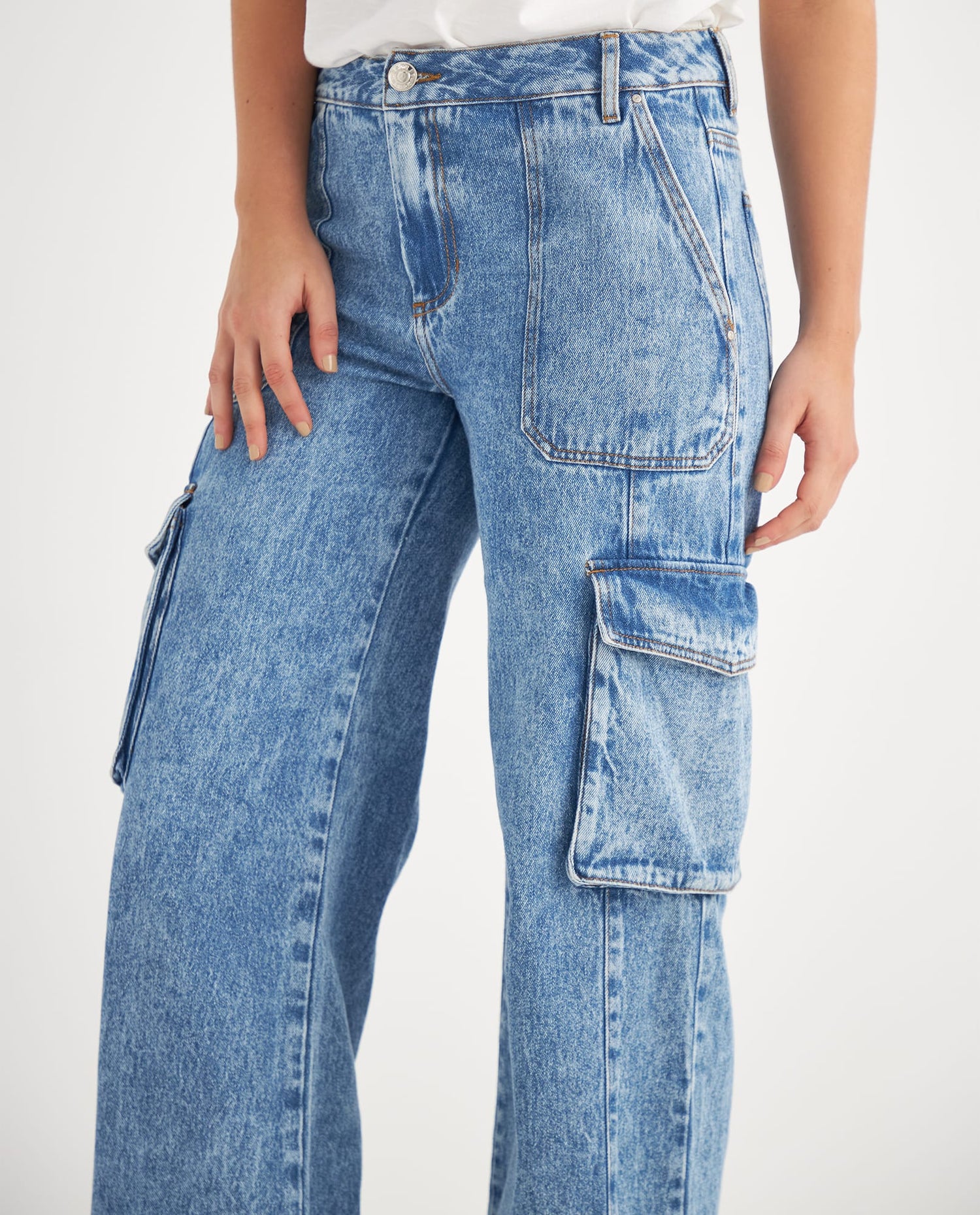 Jean tipo cargo para mujer - Azul