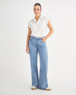 Jean Wide Leg cinco bolsillos para mujer - Azul