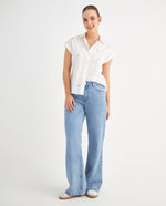 Jean Wide Leg cinco bolsillos para mujer - Azul