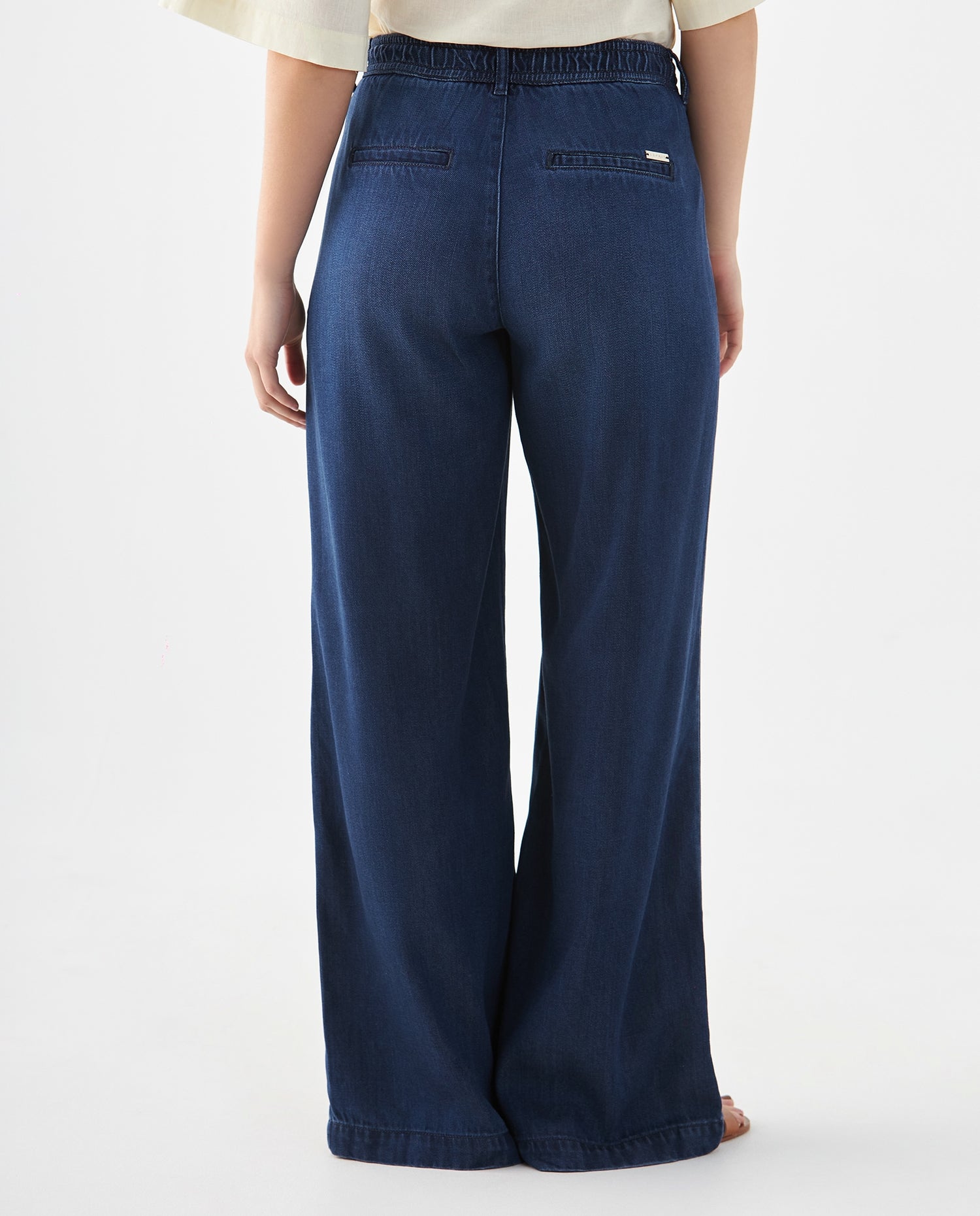 Jean Wide Leg pretina elástica posterior para mujer - Azul