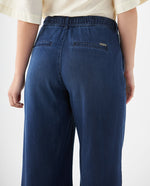 Jean Wide Leg pretina elástica posterior para mujer - Azul