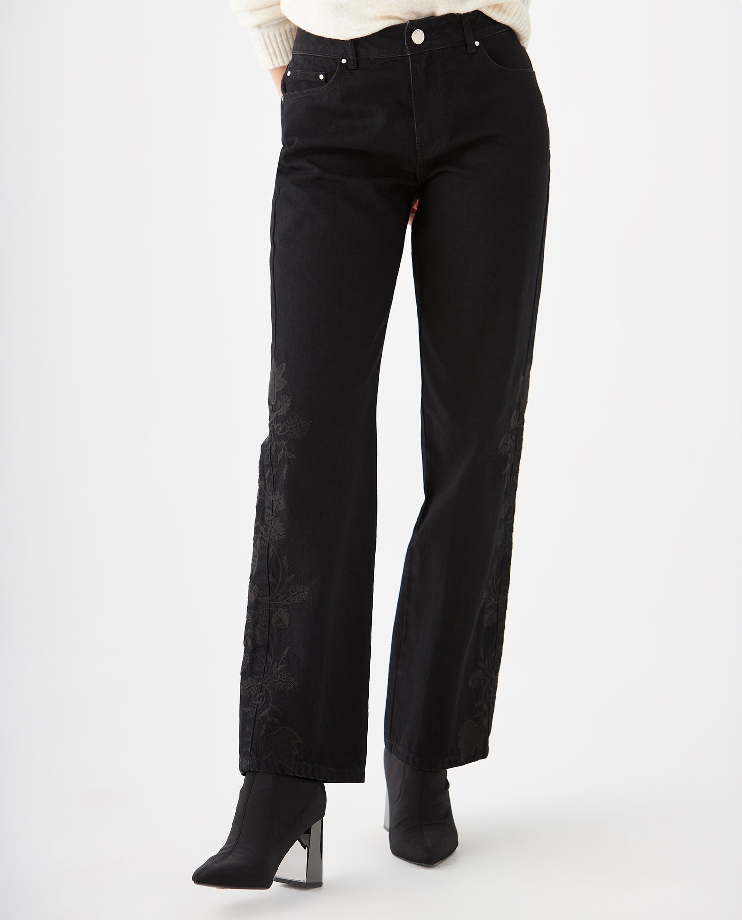Jean Relaxed black denim para mujer - Negro