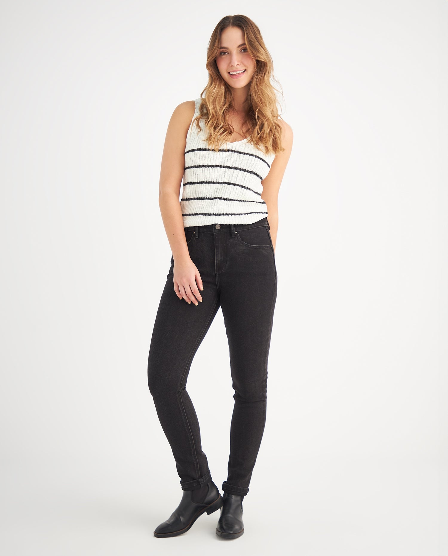 Jean Skinny en black denim para mujer - Negro