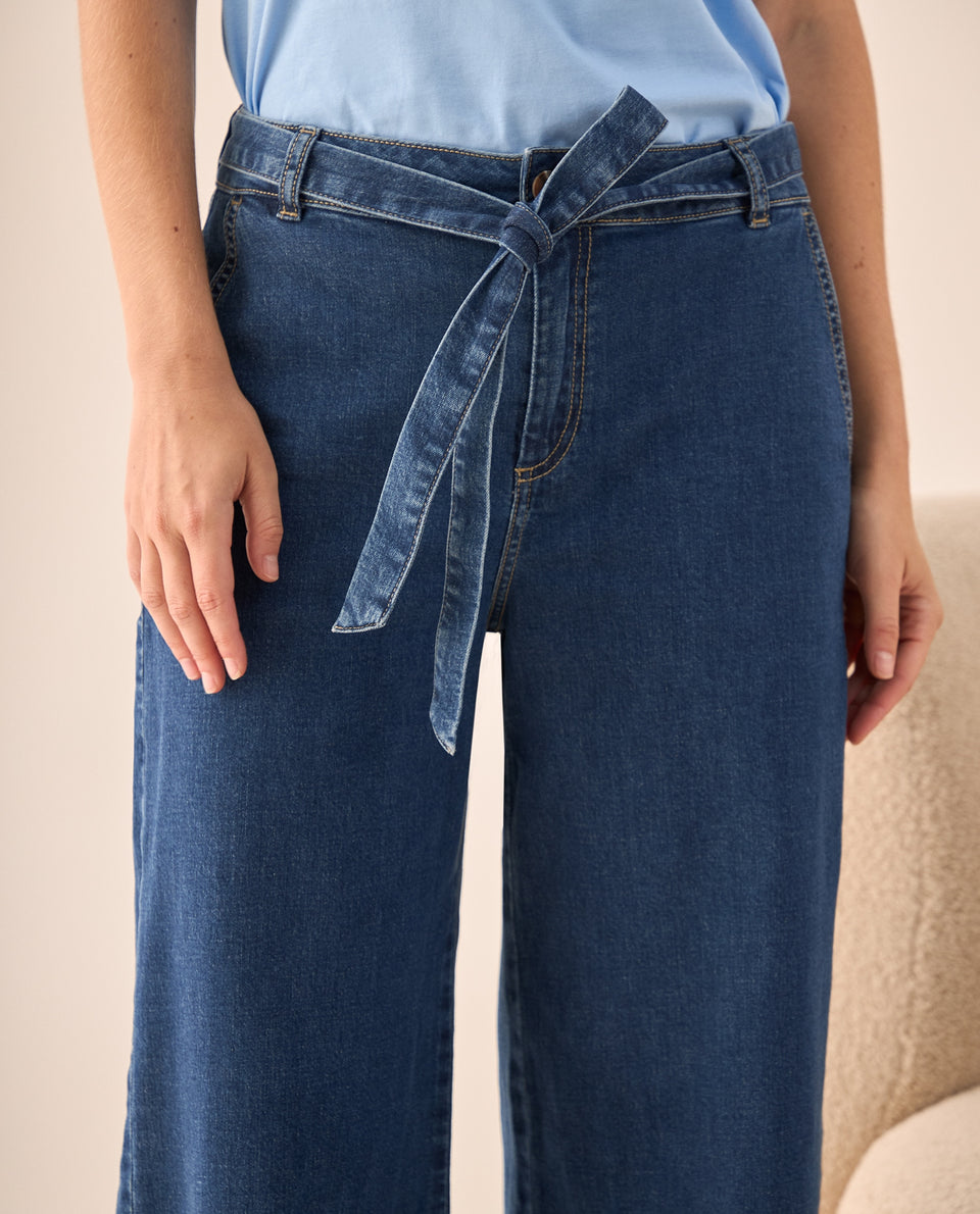Jean Culotte Azul Tiro Alto con Cinturón - Azul 34_679G005_AZU174027_4