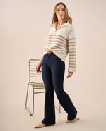 Jean Flare Azul Oscuro Tiro Alto - Azul