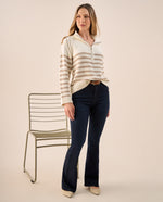 Jean Flare Azul Oscuro Tiro Alto - Azul