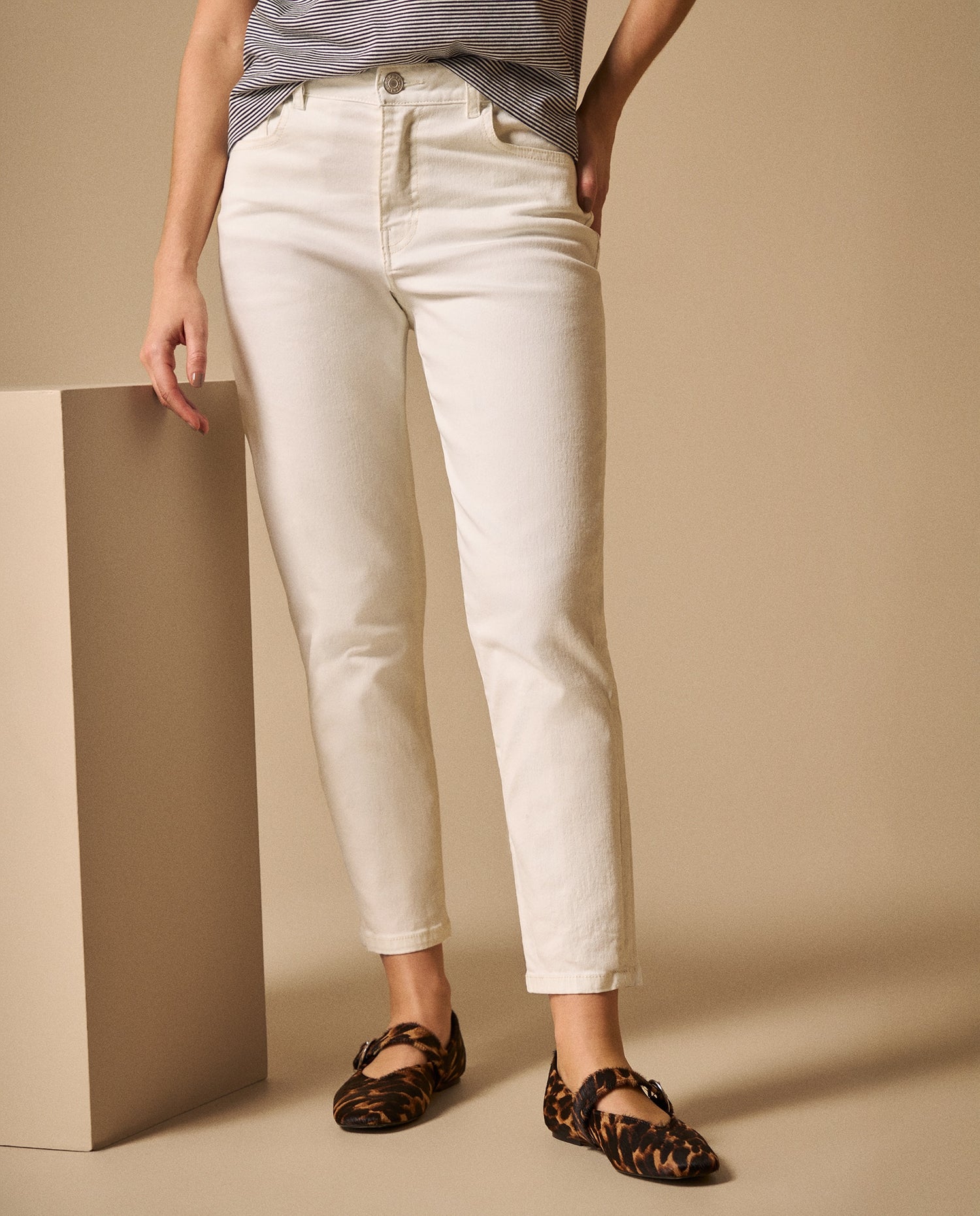 Jean Mom Blanco Tiro Alto - Blanco