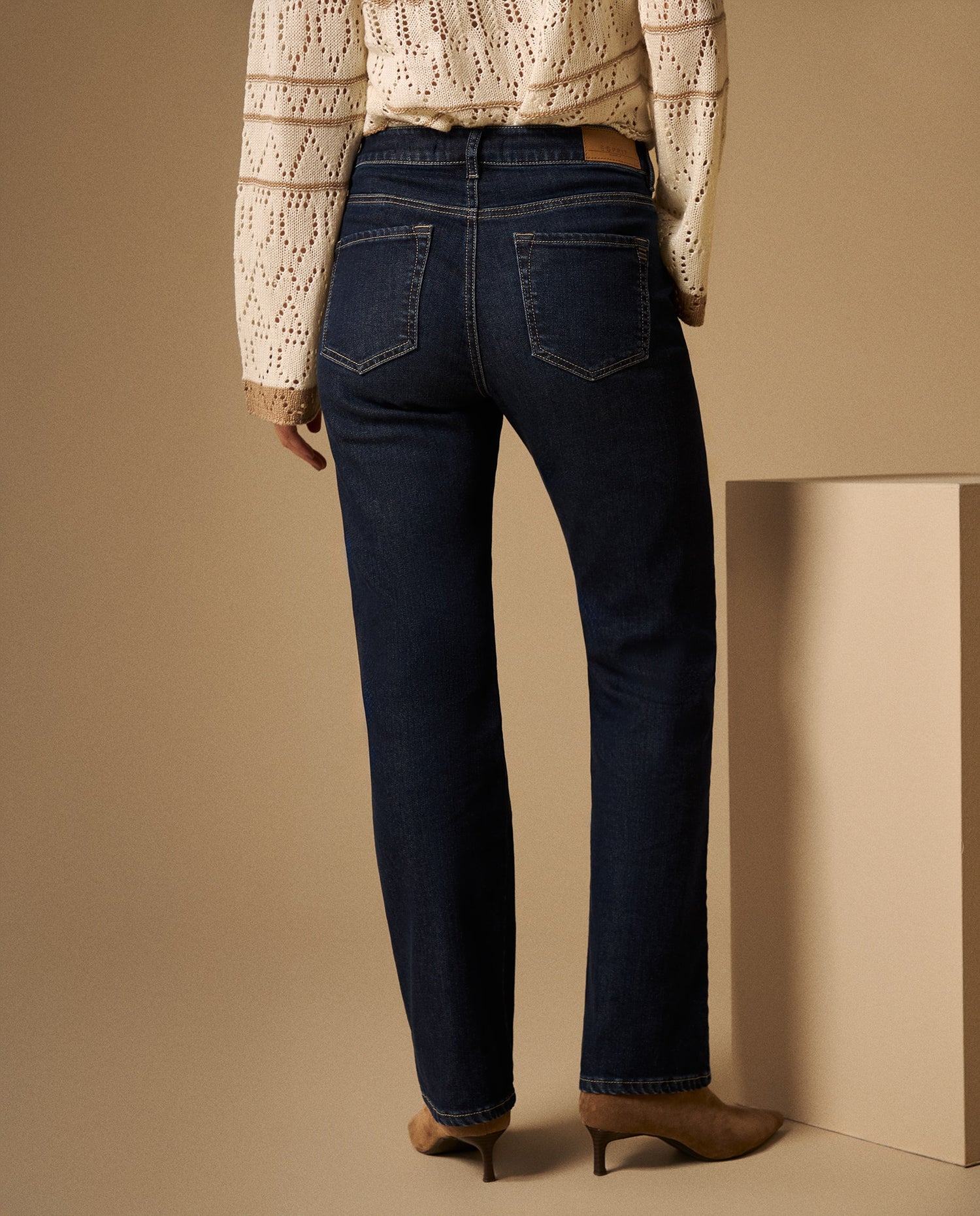 Jean Straight Azul con Detalles Dorados - Azul