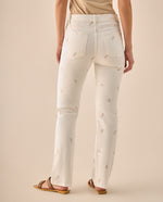 Jean Straight con Estampado Floral Delicado - Crudo