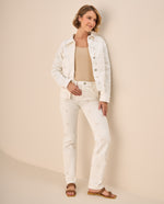 Jean Straight con Estampado Floral Delicado - Crudo