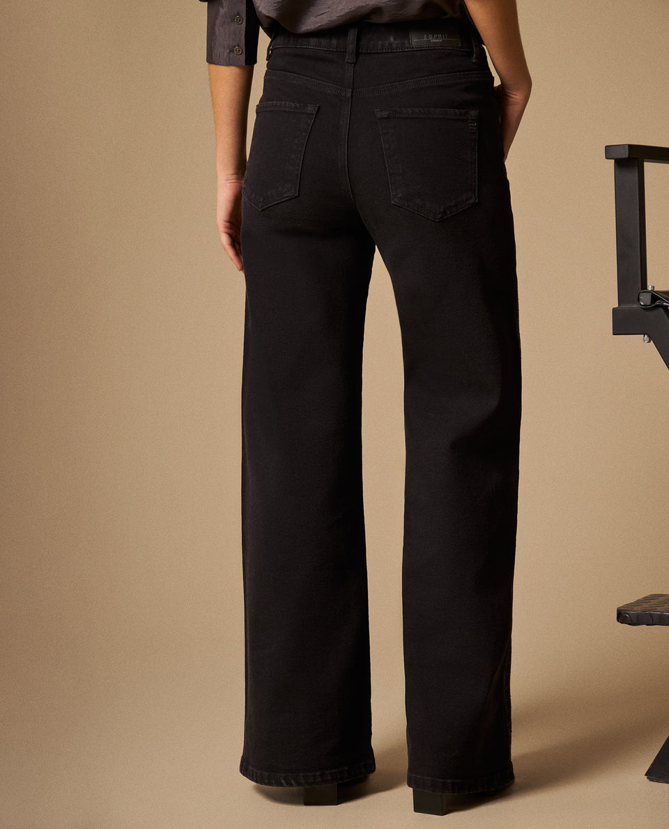Jean Wide Leg Negro con Aplicaciones Brillantes - Negro