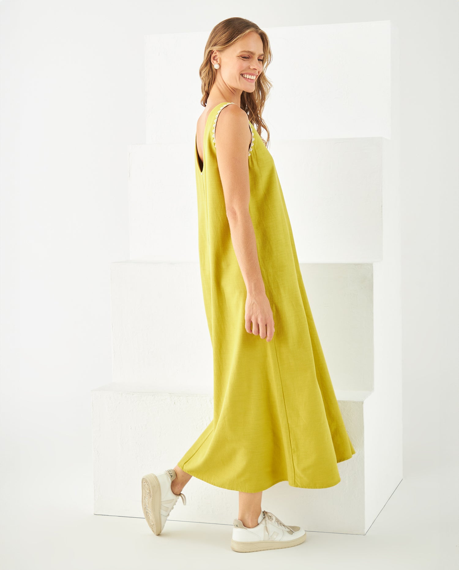 Vestido manga sisa para mujer - Verde
