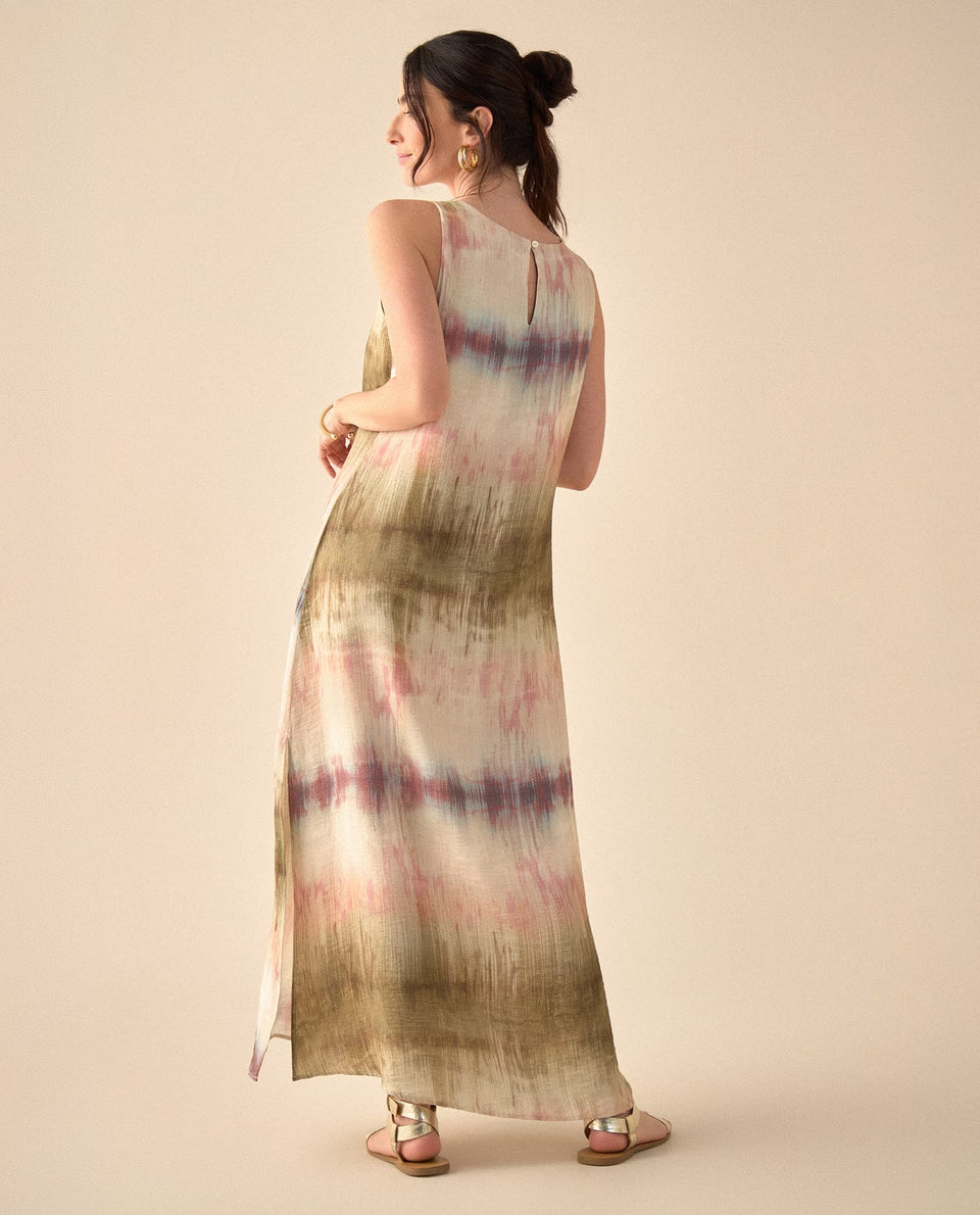 Vestido largo estampado para mujer - Beige 34_691G000_BEI161310_4