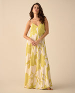 Vestido largo con escote en V para mujer - Amarillo 34_691G003_AMA140636_0
