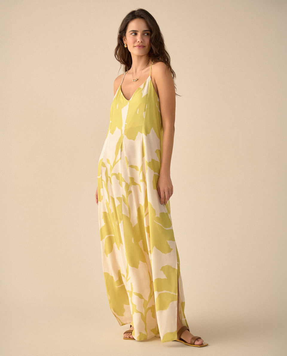 Vestido largo con escote en V para mujer - Amarillo 34_691G003_AMA140636_5
