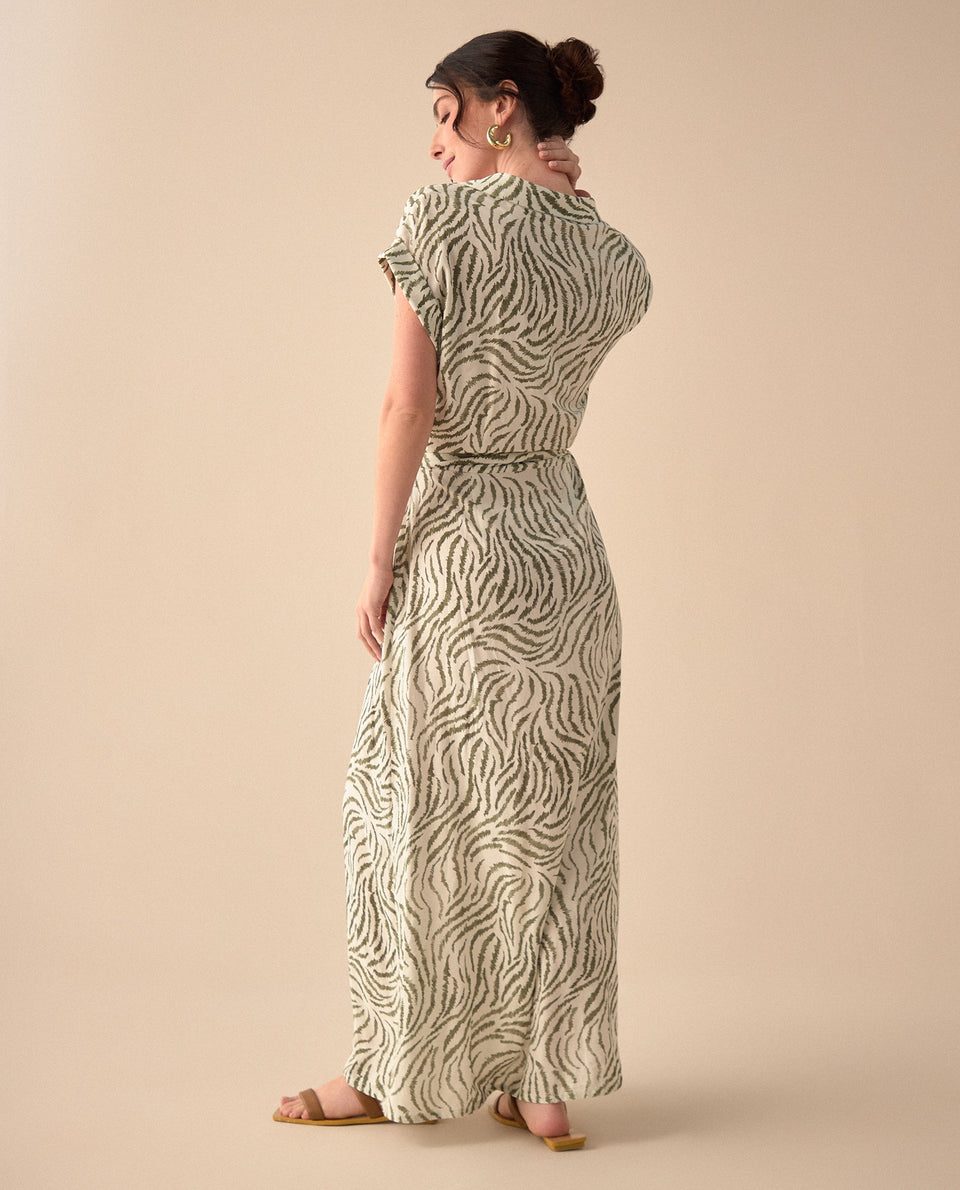 Vestido largo con escote en V para mujer - Verde 34_691G004_VER170115_4