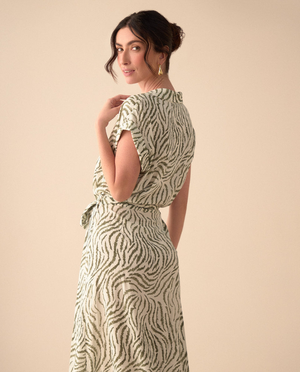 Vestido largo con escote en V para mujer - Verde 34_691G004_VER170115_7