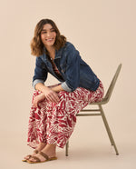 Vestido estampado largo para mujer - Rojo