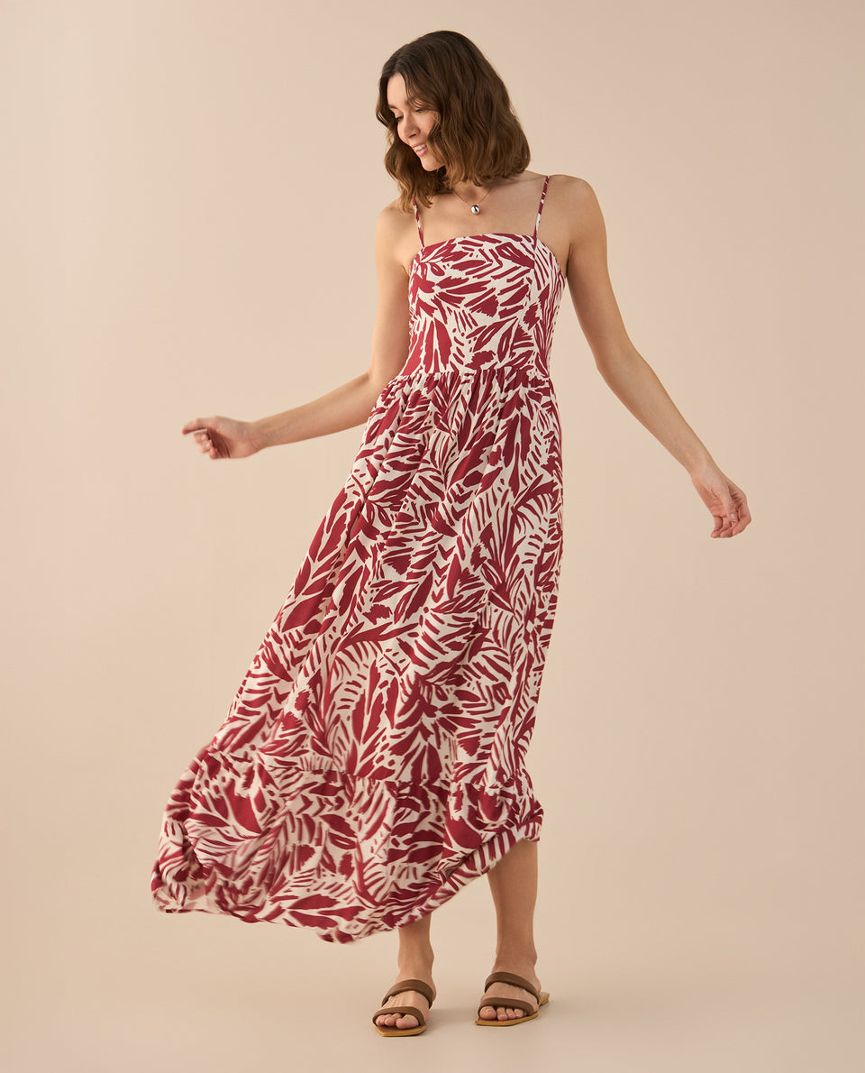 Vestido estampado largo para mujer - Rojo 34_691G010_ROJ191656_3