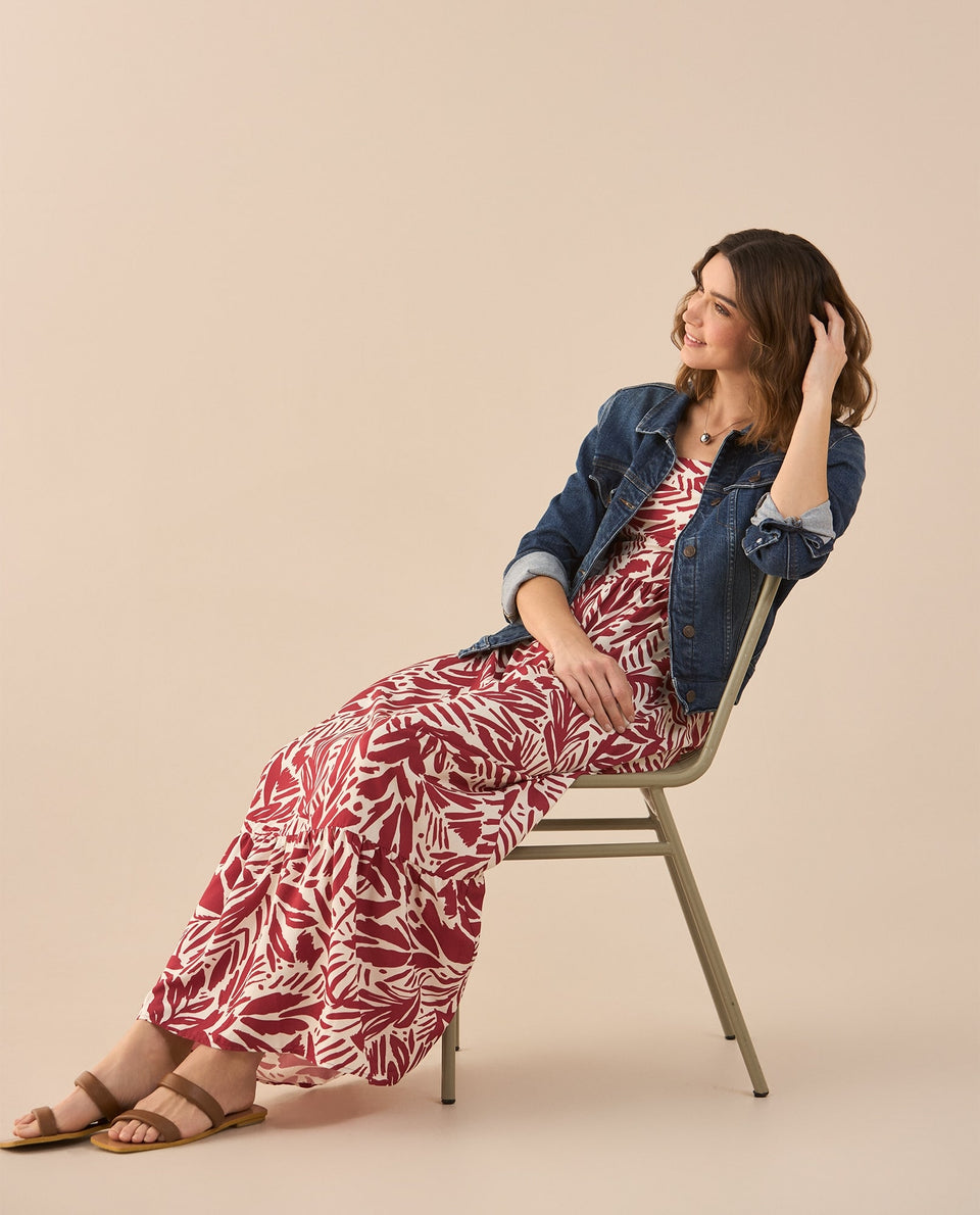 Vestido estampado largo para mujer - Rojo 34_691G010_ROJ191656_6