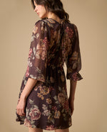 Vestido corto manga larga con silueta fluida - Morado