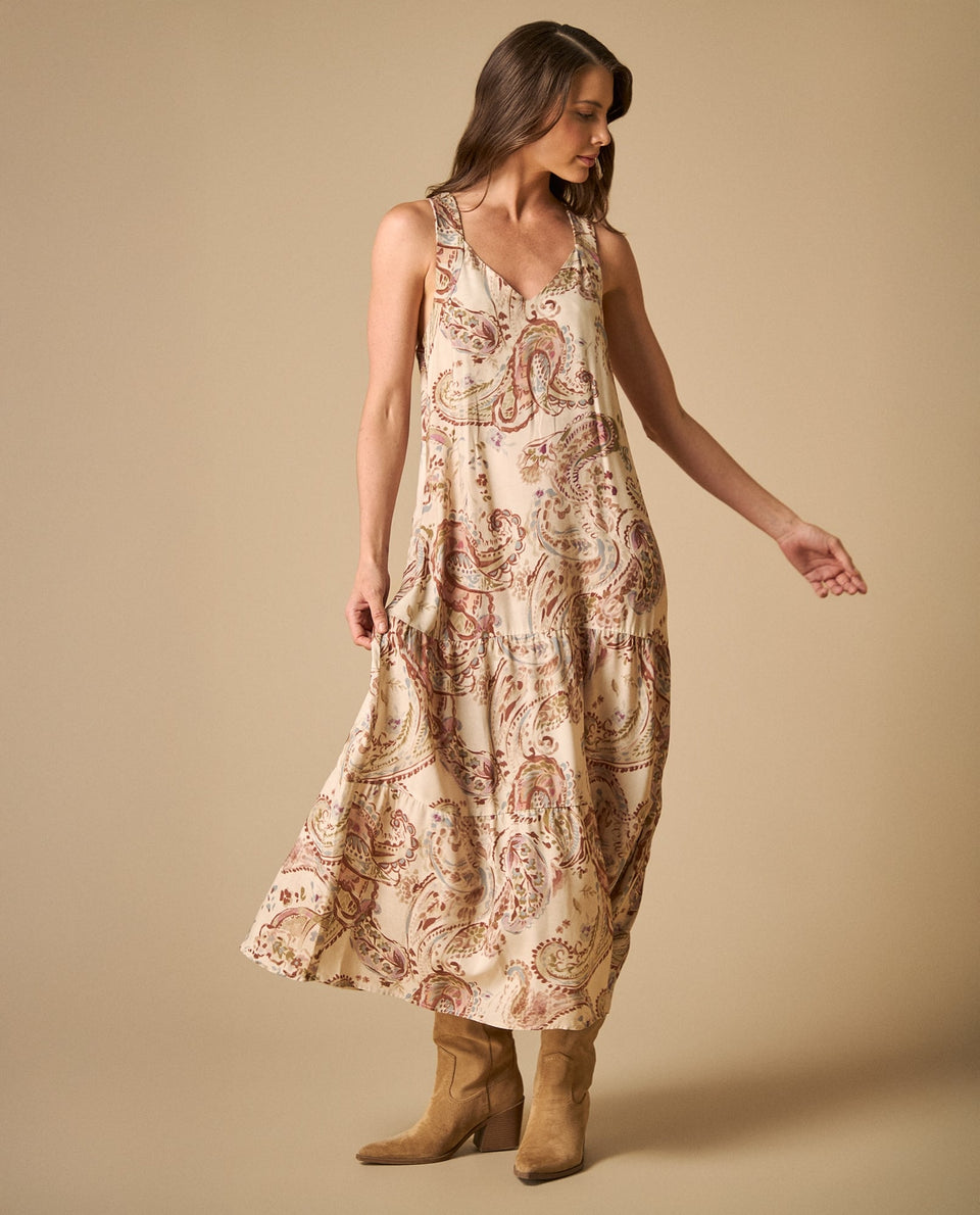 Vestido largo manga sisa de silueta suelta - Crudo 34_691H008_CRU130000_3