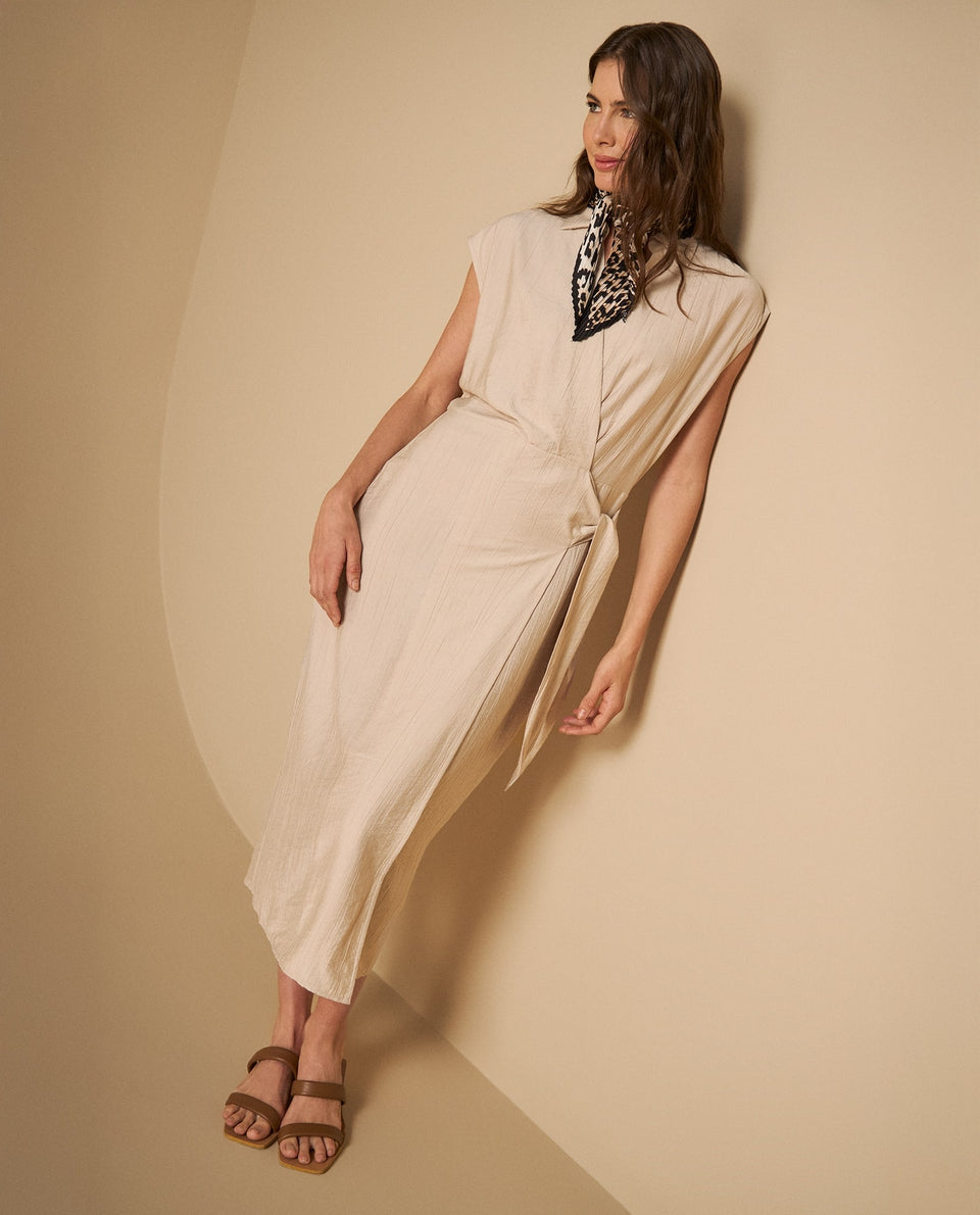 Vestido largo manga sisa silueta fluida - Crudo 34_691H040_CRU130000_6