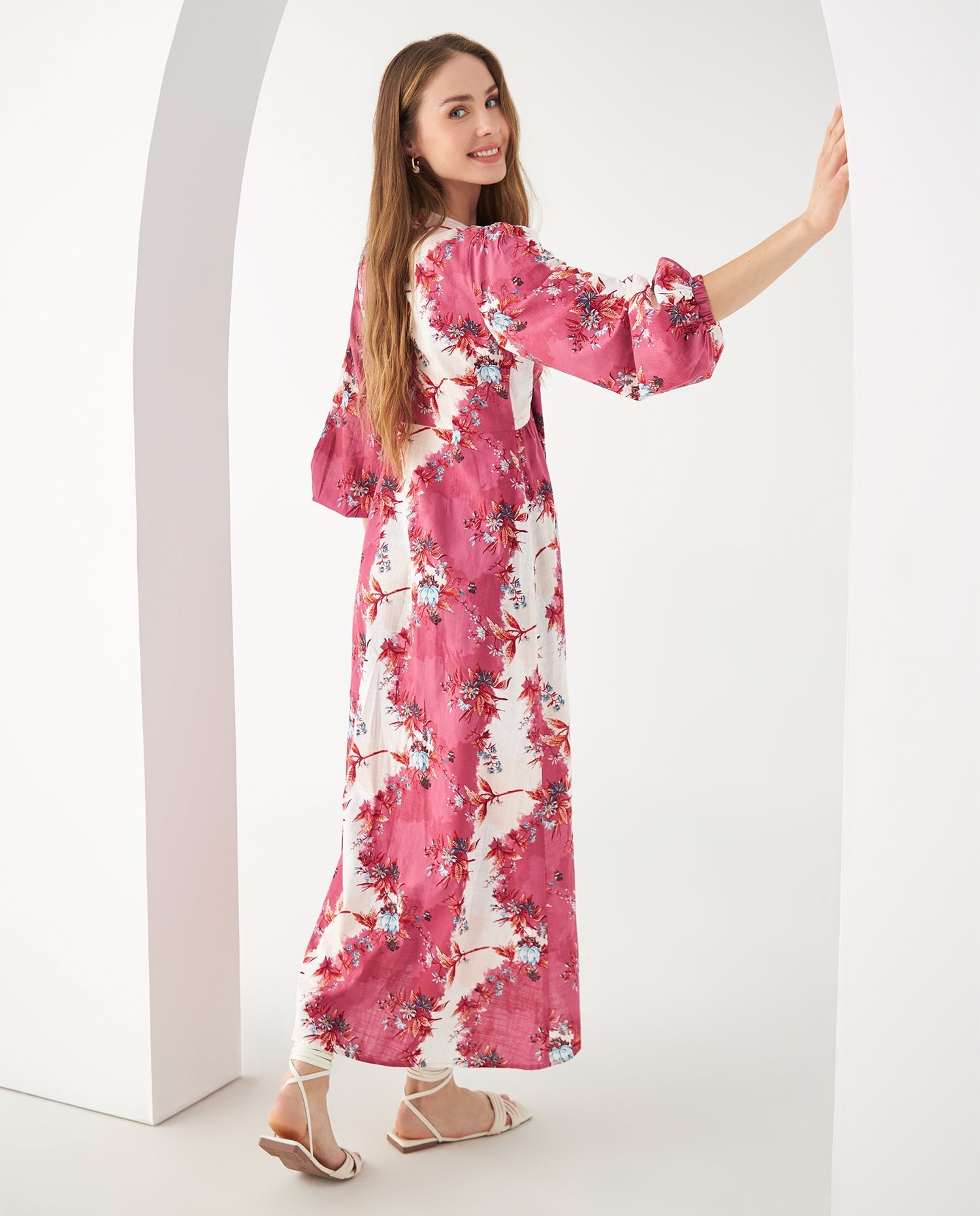 Vestido manga Largo para mujer - Rosa