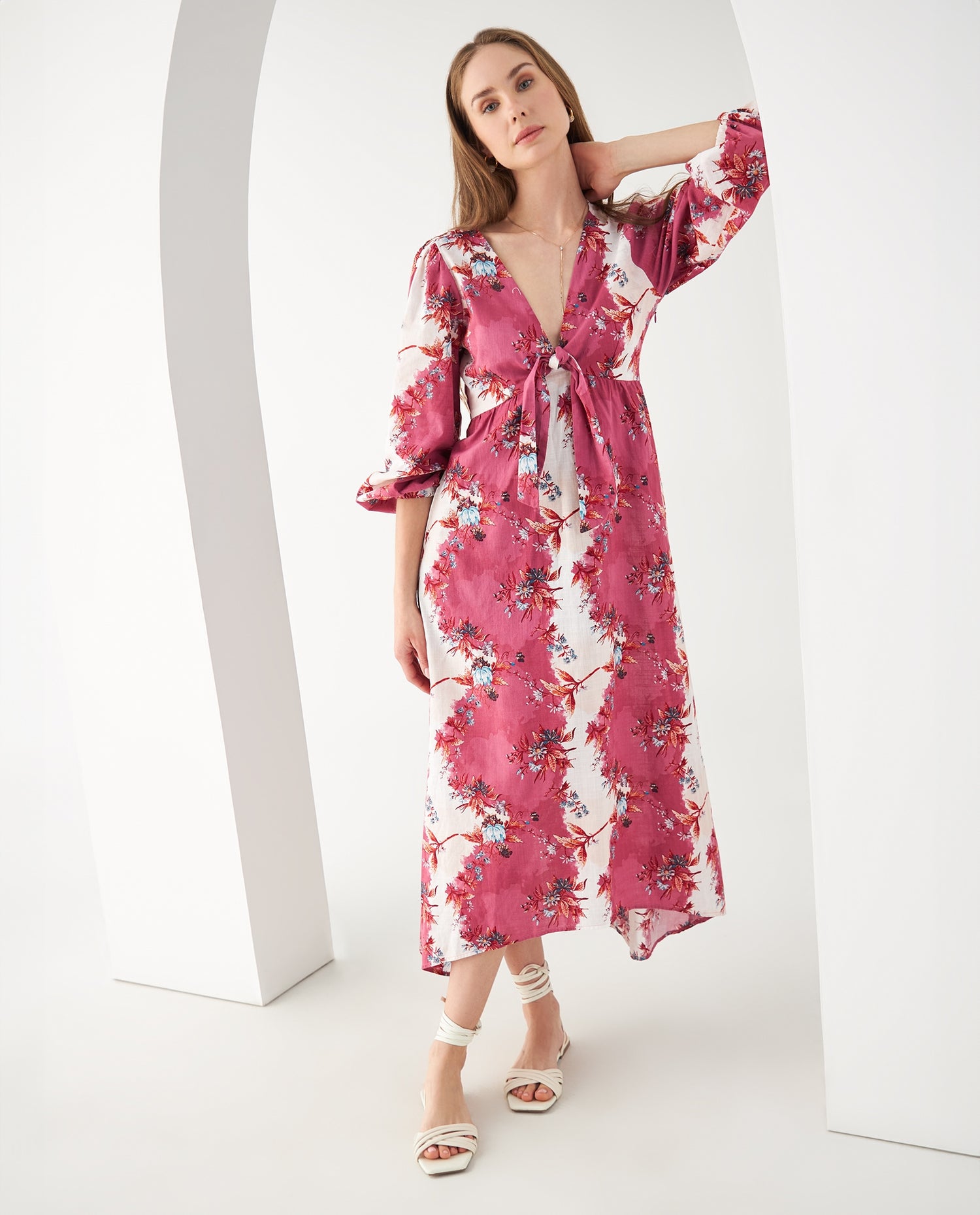 Vestido manga Largo para mujer - Rosa